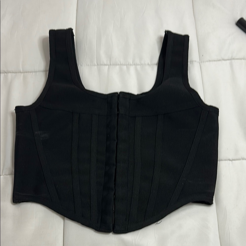PrettyLittleThing Black Corset Crop Top